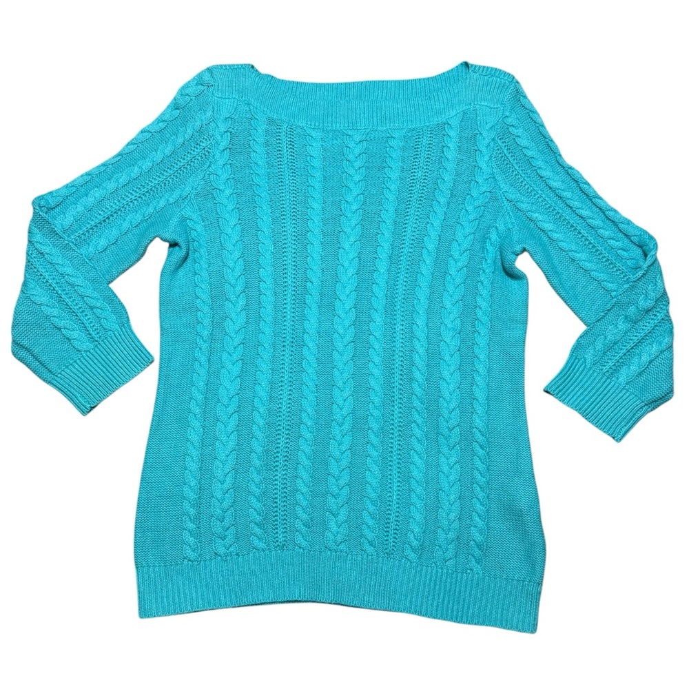 Teal 3/4-Sleeve Cable Knit Sweater 💙